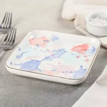 Тарелка квадратная «Акварель», 16×16 см