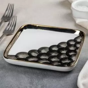 Тарелка квадратная Black style, 16×16 см