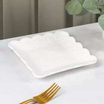 Тарелка квадратная Доляна «Сьюзен», 1515 см, фарфор, белая