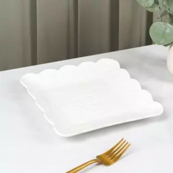 Тарелка квадратная Доляна «Сьюзен», 2020 см, фарфор, белая