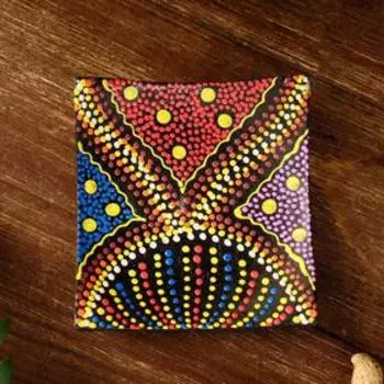 Тарелка квадратная "Узорчатая" дерево 10х10х2 см