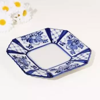 Тарелка "Ларец", 16,5х16,5 см, гжель