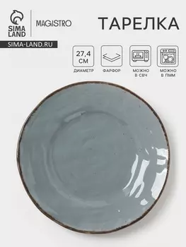 Тарелка Magistro Alpine Frost, d=27.4 см, фарфор, голубовато-серый