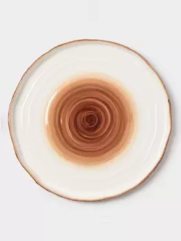 Тарелка Magistro Wood, d=25.3 см, фарфор, коричневая