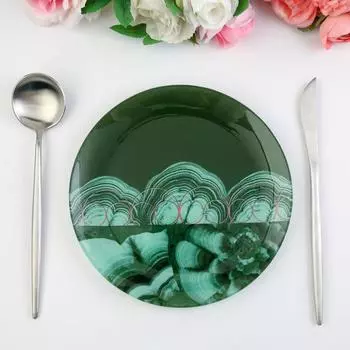 Тарелка плоская стеклянная «Малахит», d=20 см