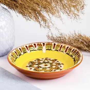 Тарелка малая, славянская роспись 16х3см