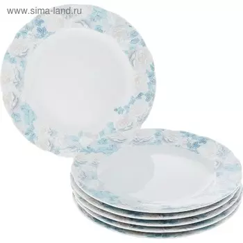 Тарелка мелкая Rose, декор «Голубая роза», 25 см