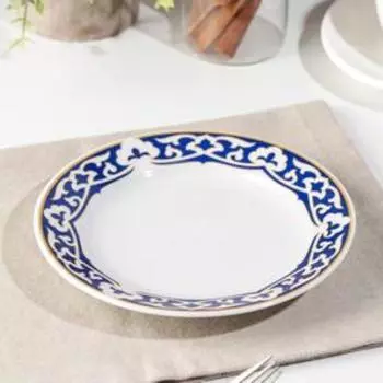 Тарелка мелкая «Синяя Пахта», d=17,5 см, гладкий край