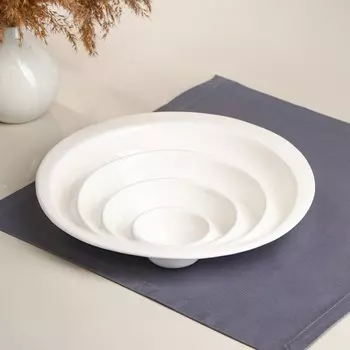 Тарелка - менажница «Круги», керамика, белая, Иран