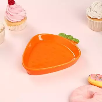 Тарелка "Морковь", керамика, оранжевая, 18 см, Иран