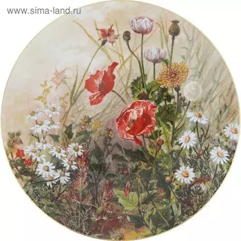 Тарелка настенная 27 см, декор "Маки"