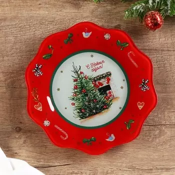 Тарелка плоская стеклянная «Новогодний уют», d=20 см