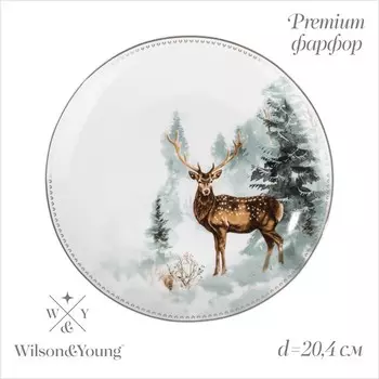 Тарелка новогодняя «Зимний лес», 20,42,2 см, цвет белый