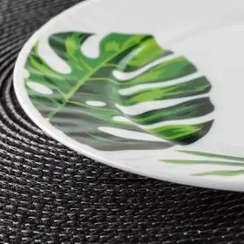 Тарелка обеденная Avvir «Лист папоротника», d=25 см, стеклокерамика, цвет белый