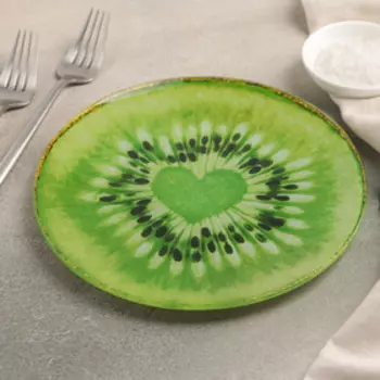 Тарелка Доляна «Романтичный киви», d=20 см, стекло, зелёная