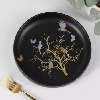 Тарелка обеденная «Колибри», 21×4 см, цвет черный
