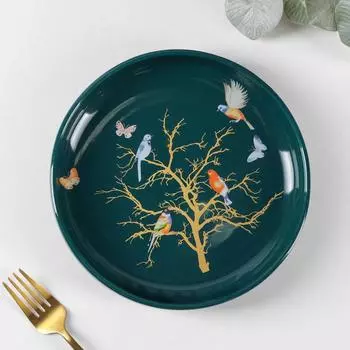 Тарелка обеденная «Колибри», 21×4 см, цвет зелёный