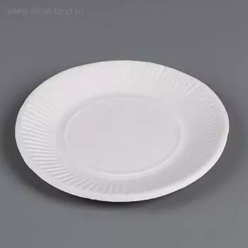 Тарелка одноразовая «Белая» картон, 17 см