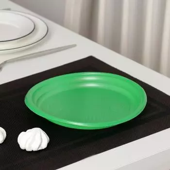 Тарелка одноразовая, d=20,5 см, цвет зелёный