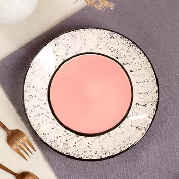 Тарелка "Персия", плоская, керамика, розовая, 19 см, Иран