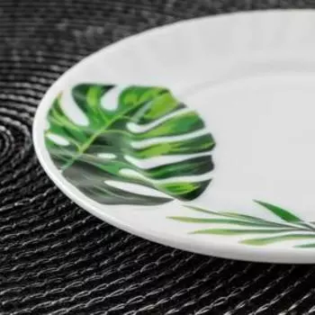 Тарелка пирожковая Avvir «Лист папоротника», d=15 см, стеклокерамика, цвет белый