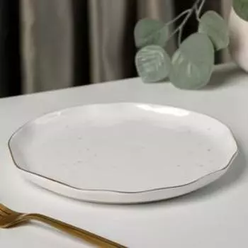 Тарелка пирожковая Доляна «Млечный путь», d=19 см, фарфор, белая в крапинку