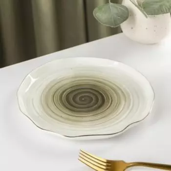 Тарелка фарфоровая пирожковая Доляна «Млечный путь», d=19 см, цвет серый