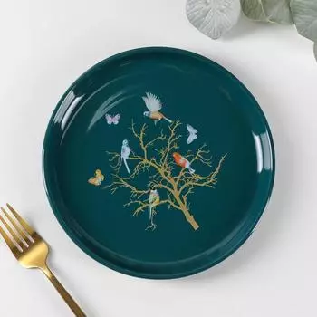 Тарелка пирожковая «Колибри», 19,5×2 см, цвет зелёный