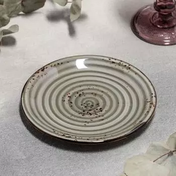 Тарелка фарфоровая пирожковая «Суприм», d=15 см, цвет серый