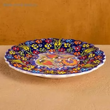 Тарелка плоская 19см "Рельеф особый" синяя