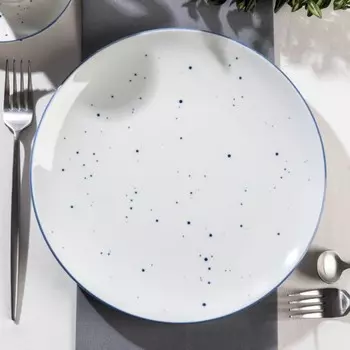 Тарелка фарфоровая плоская DOTS nube, d=26 см, цвет белый