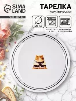 Тарелка плоская керамическая «Котик», d=20 см