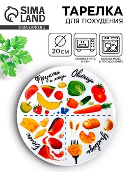 Тарелка плоская керамическая «Правильное питание», d=20 см