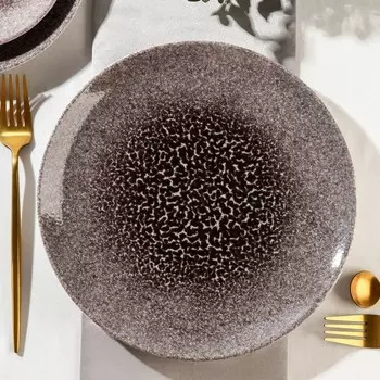 Тарелка фарфоровая плоская NATUR SAND, d=26 см, цвет коричневый