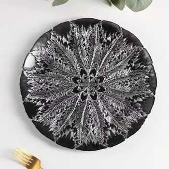 Тарелка подстановочная «Филиция», d=28 см, цвет чёрный с серебром