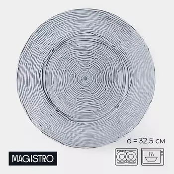 Тарелка подстановочная Magistro «Рифл», d=32.5 см, стекло, серая