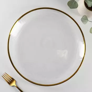 Тарелка стеклянная подстановочная «Руно», d=30,5 см, цвет прозрачный с золотой окантовкой