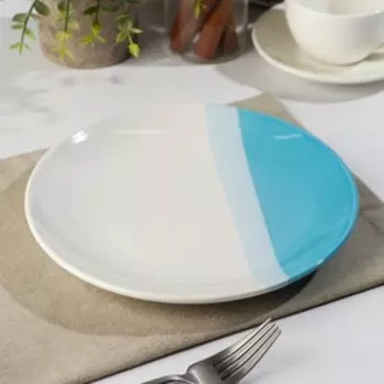 Тарелка «Полоски», d=21 см, цвет синий