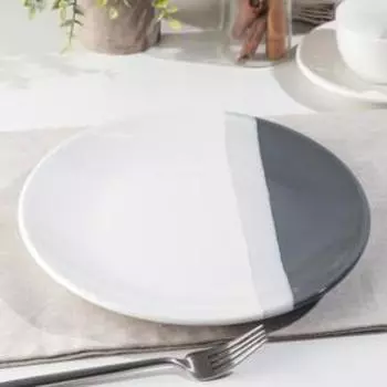 Тарелка «Полоски», d=26 см, цвет серый