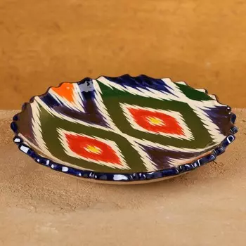 Тарелка узбекская Риштанская Керамика «Атлас», d=15 см, синяя