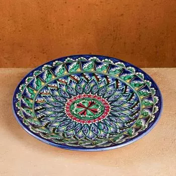 Тарелка Риштанская Керамика "Узоры", 27 см, синяя микс