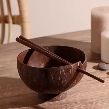 Тарелка с палочками из кокоса "Трапеза" 15х15х10 см