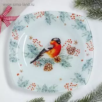 Тарелка плоская новогодняя «Снегирь», 2020 см
