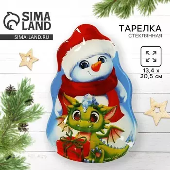 Тарелка снеговик «Дракоша», 13.4 х 20.5 см