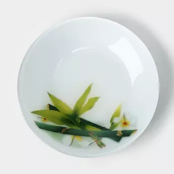 Тарелка Доляна «Бамбук», d=20 см, стекло, белая