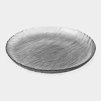 Тарелка стеклянная обеденная «Вулкан», d=24,4 см, цвет графит