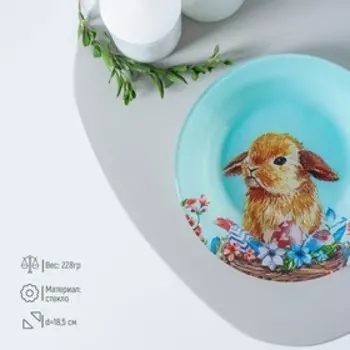 Тарелка глубокая Доляна «Кролик», 300 мл, d=18.5 см, стекло