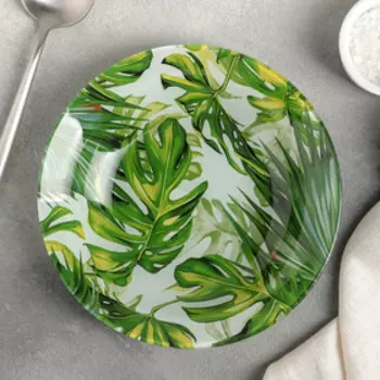 Тарелка глубокая Доляна «Монстера», 430 мл, d=18.5 см, стекло