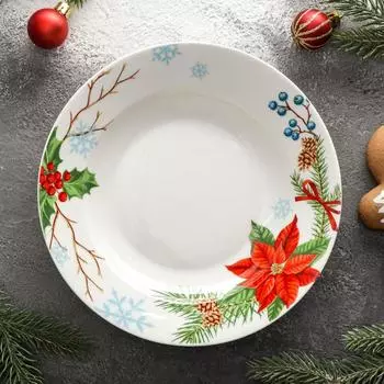 Тарелка суповая Magistro «Новый год. Пуансеттия», 500 мл, d=20,2 см