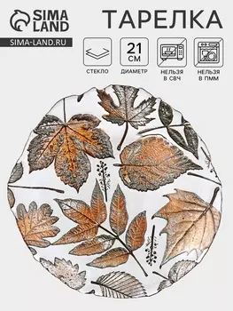 Тарелка «ЗОЛОТАЯ ОСЕНЬ», d=21 см, стекло, прозрачная
